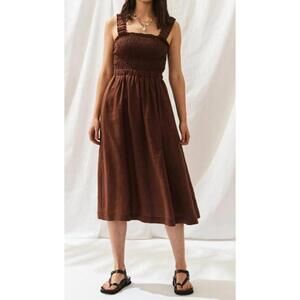 Sancia Linen Flax Brown Dress Minimalist Summer Beach Coastal Women’s Size Small